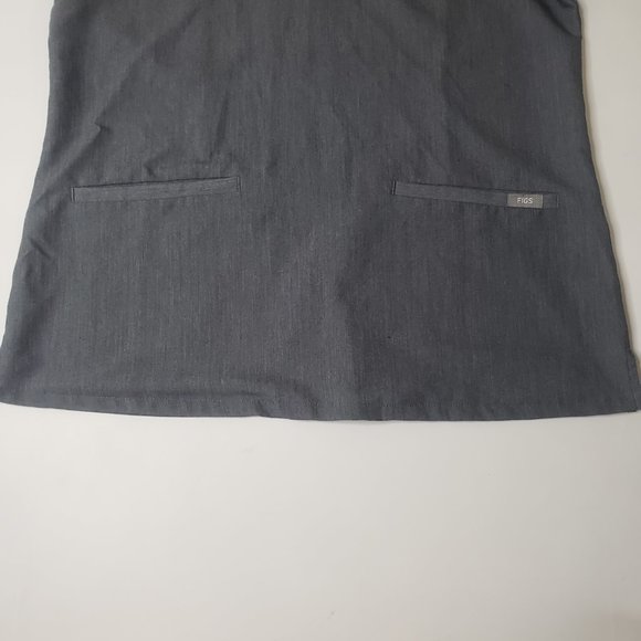 Figs Graphite Casma Three-Pocket Embroidered Scrub Top Small - Picture 3 of 5